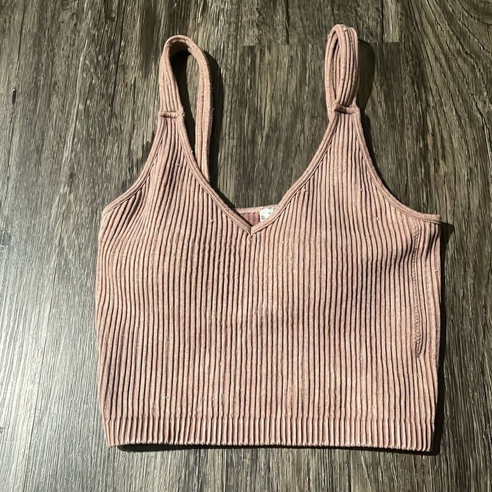 Brown Padded Ribbed Tank Top
